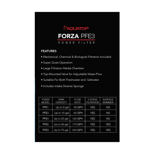 Aquatop FORZA 15-25 Power Filter 80GPH